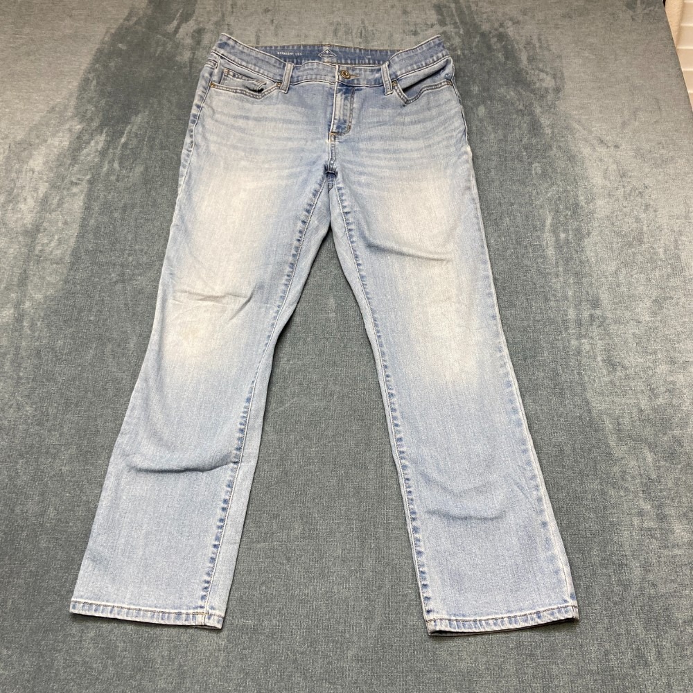 St. John's Bay Jeans Womens 10P 33x26 Blue Denim Stretch Mid Rise Straight Leg